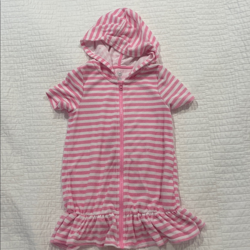 Wonder Nation Pink and White Hooded beach cover up